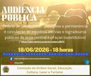 AUDIÊNCIA PÚBICA - PL 14/2026 "Disciplina a permanência e circulação de equídeos em vias e logradouros públicos da área central e praças do Município de Registro e dá outras providências"(substitutivo)