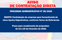 AVISO DE CONTRATAÇÃO DIRETA - Fornecimento de Apoios Ergonômicos