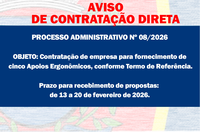 AVISO DE CONTRATAÇÃO DIRETA - Fornecimento de Apoios Ergonômicos
