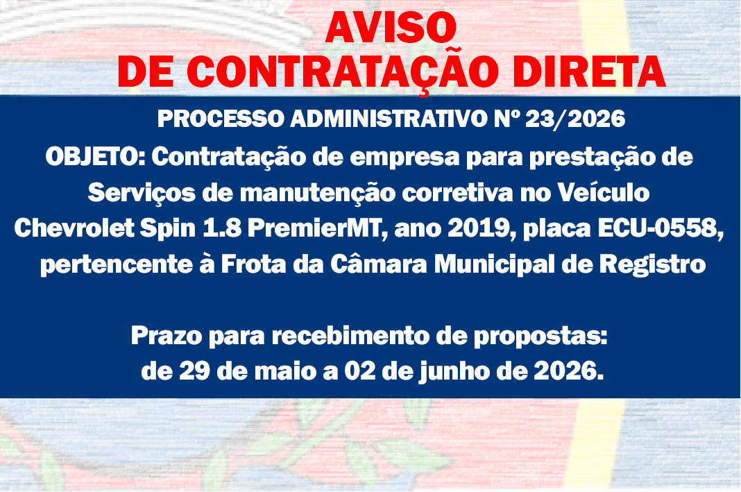 AVISO DE CONTRATAÇÃO DIRETA - Manutenção corretiva de Veículo