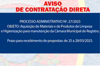 AVISO DE CONTRATAÇÃO DIRETA - Materiais e produtos de limpeza