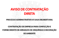 AVISO DE CONTRATAÇÃO DIRETA - PROCESSO ADMINISTRATIVO 07/2024