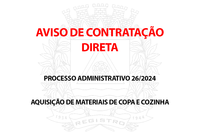 Aviso de contratação direta - Processo Administrativo 26/2024