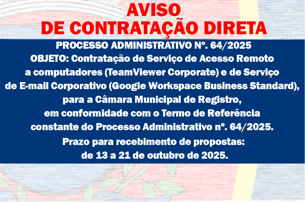 AVISO DE CONTRATAÇÃO DIRETA - PROCESSO ADMINISTRATIVO N° 64/2025