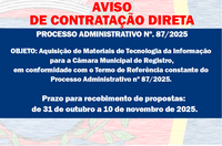 AVISO DE CONTRATAÇÃO DIRETA - PROCESSO ADMINISTRATIVO N° 87/2025