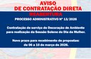 AVISO DE CONTRATAÇÃO DIRETA -  Serviço de Decoração Sessão Solene Dia da Mulher - REABERTURA