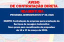 AVISO DE CONTRATAÇÃO DIRETA -  Serviço de Lavagem Automotiva - REABERTURA
