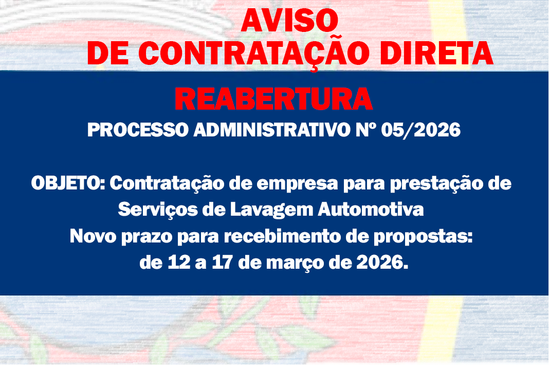 AVISO DE CONTRATAÇÃO DIRETA -  Serviço de Lavagem Automotiva - REABERTURA