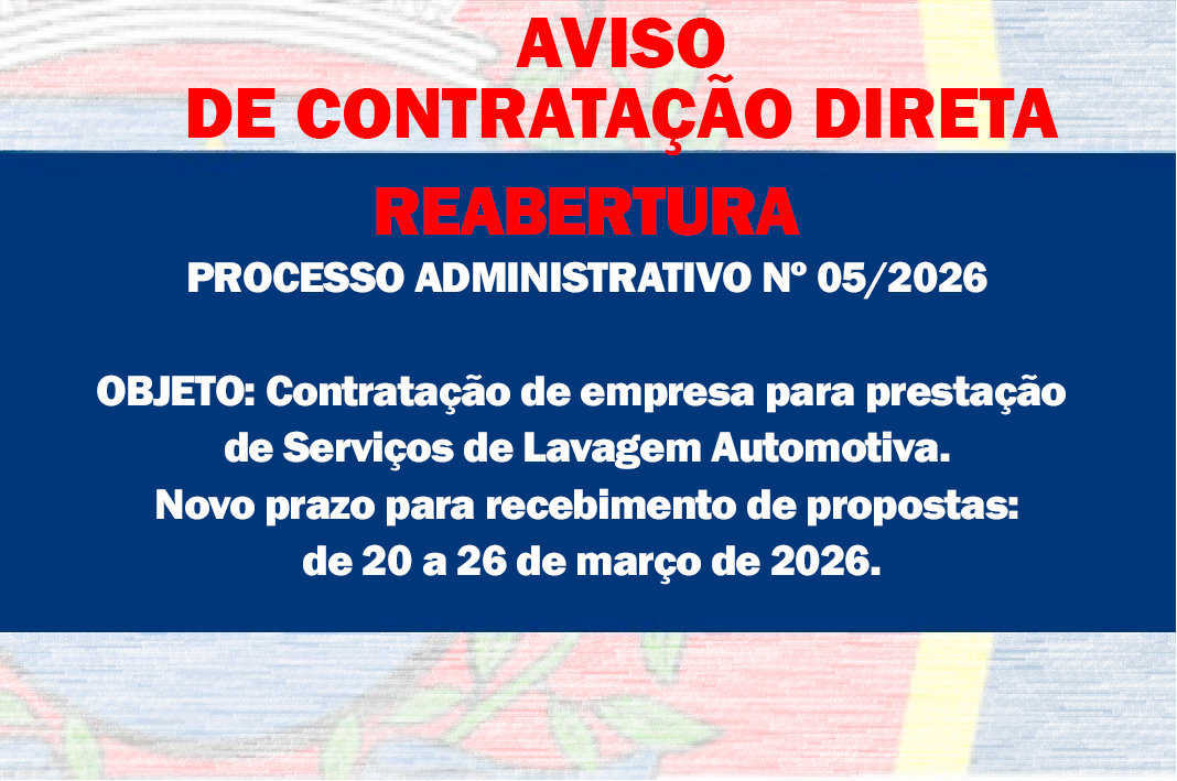 AVISO DE CONTRATAÇÃO DIRETA -  Serviço de Lavagem Automotiva - REABERTURA 3