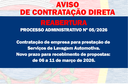 AVISO DE CONTRATAÇÃO DIRETA -  Serviço de Lavagem Automotiva - REABERTURA