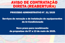 AVISO DE CONTRATAÇÃO DIRETA -  Seviço de remoção e instalação de Ar-Condicionado - REABERTURA