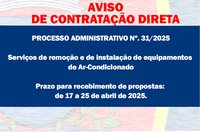 AVISO DE CONTRATAÇÃO DIRETA -  Seviço de remoção e instalação de Ar-Condicionado
