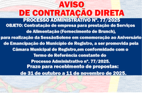 AVISO DE CONTRATAÇÃO DIRETA - PROCESSO ADMINISTRATIVO N° 77/2025