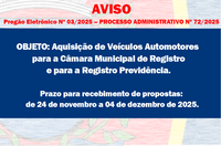 AVISO DE EDITAL - Aquisição de Veículos Automotores