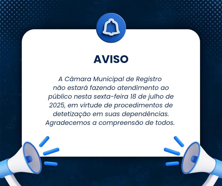 Câmara não fará atendimento ao público dia 18 de julho