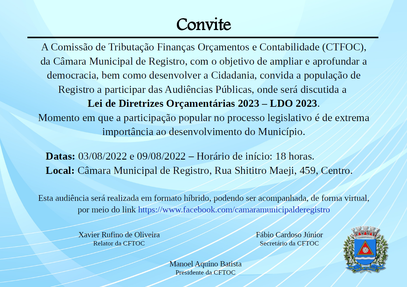 Convite Audiência Pública LDO 2023