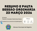 Pauta e Resumo da Sessão Ordinária de 23 de março de 2026