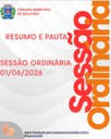 Resumo e Pauta da Sessão Ordinária de 01/06/26