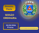 Resumo e Pauta da Sessão Ordinária de 2 de março de 2026