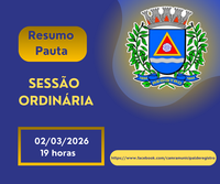 Resumo e Pauta da Sessão Ordinária de 2 de março de 2026