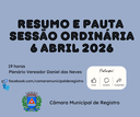 Resumo e Pauta da Sessão Ordinária de 6 de abril de 2026