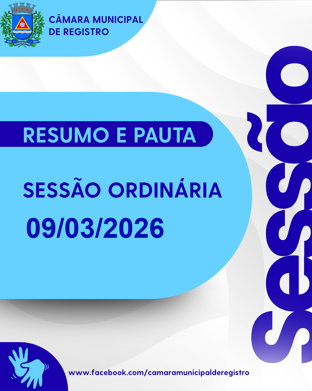  Resumo e Pauta da Sessão Ordinária de 9 de março de 2026