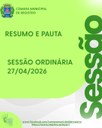 RESUMO E PAUTA - SESSÃO ORDINÁRIA 27/04/2026